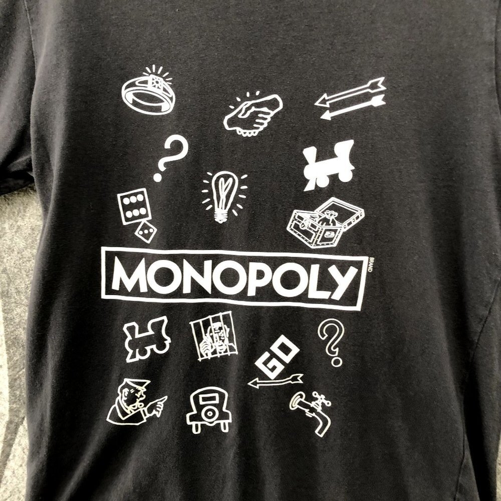 Uniqlo T‎ Shirt Mens Small S Monopoly Graphic Black Cotton Short Sleeve Crewneck - Picture 3 of 7